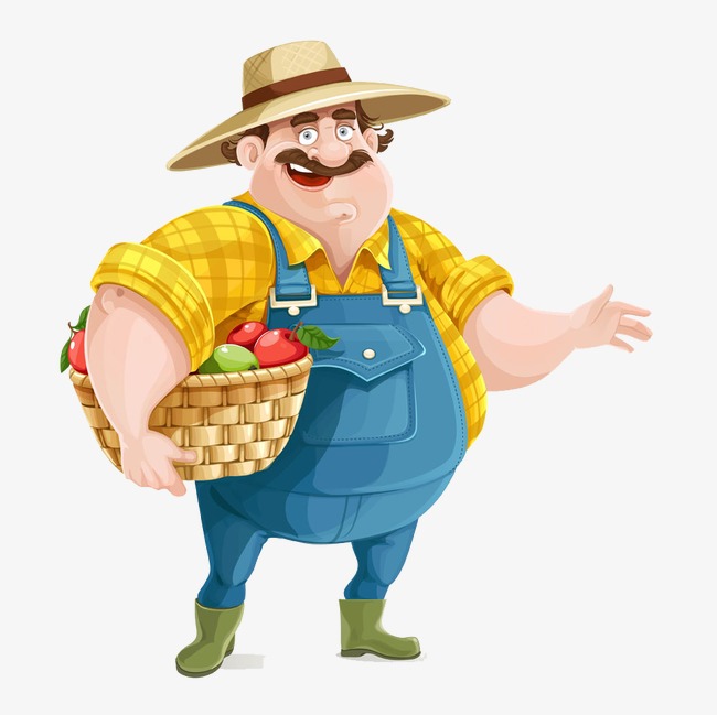 650x649 Holding Fruits And Vegetables Farmers, Vegetable Basket, Cartoon