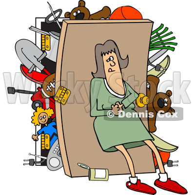 400x400 Clipart Of A Caucasian Woman Pushing Her Back Against A Full