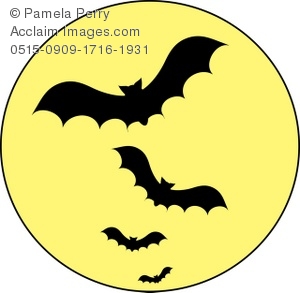 300x293 Vampire Bats Flying Across A Full Moon Royalty Free Clip Art Picture
