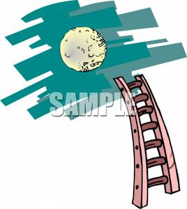268x300 Clip Art Image A Large Full Moon Above A Ladder