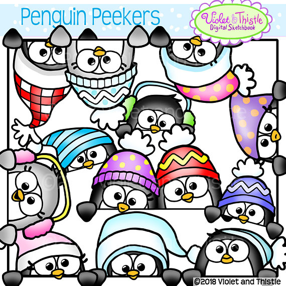 570x570 Cute Penguin Peekers Clipart Clip Art Peeking Penguins Fun Faces