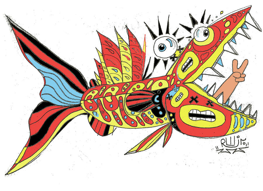 900x653 Funky Fish Clipart
