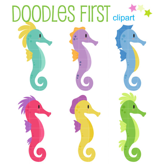 570x570 Funky Seahorses Digital Clip Art For Scrapbooking Card Making