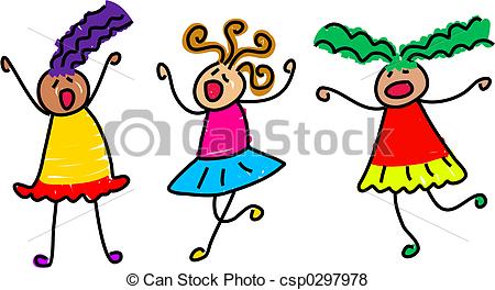 450x264 Funky Kids. Group Of Noisy Little Girls