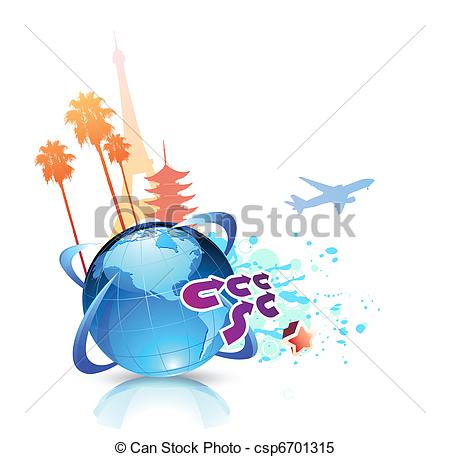 450x457 Vector Illustration Of Funky Abstract Summer Travel Clipart