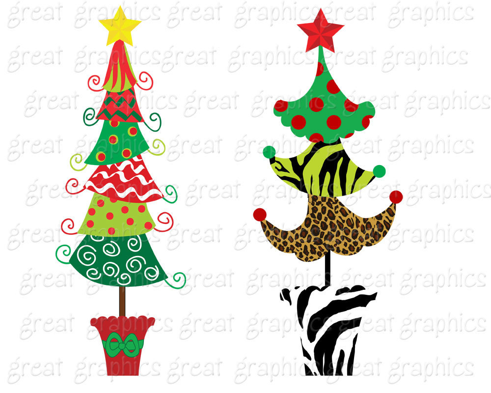 1000x800 Christmas Tree Clipart Christmas Clip Art Digital Christmas Funky