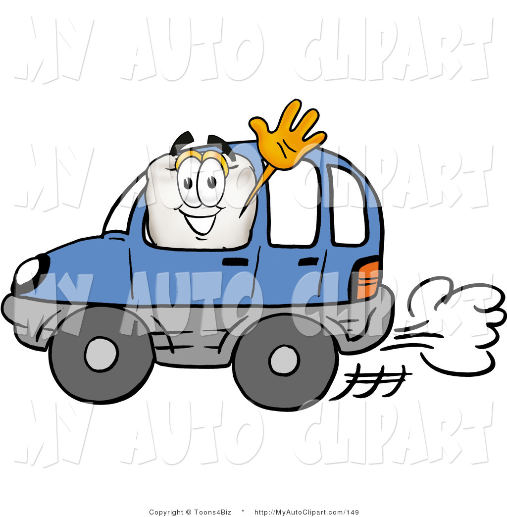 1024x1044 Clip Art Of A Dental Tooth Mascot Cartoon Character Driving A Blue