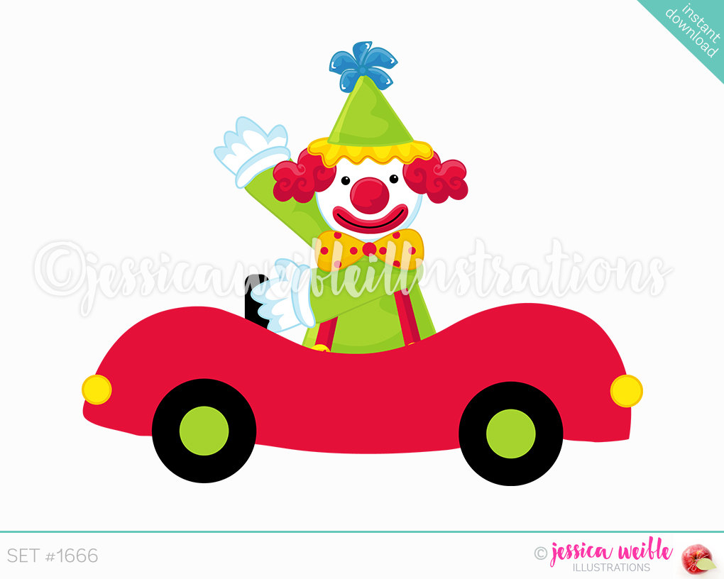 1020x816 Clown Car Cute Digital Clipart, Cute Clown Clip Art, Circus