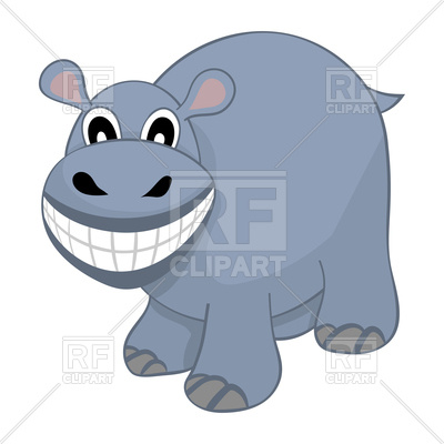 400x400 Funny Cartoon Character Hippo With Wide Smile Royalty Free Vector