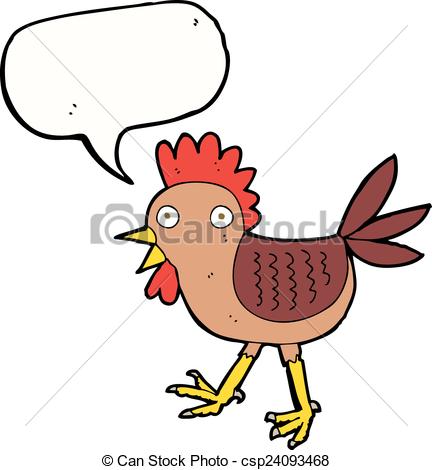 432x470 Funny Cartoon Chicken With Speech Bubble Clip Art Vector