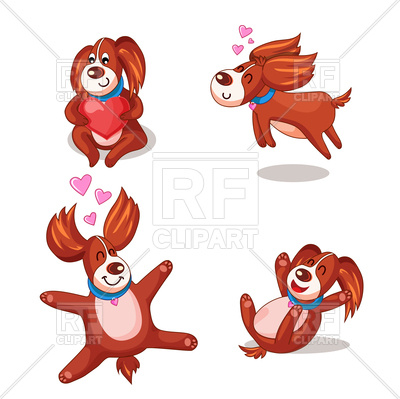 400x399 Funny Cartoon Dogs With Hearts Royalty Free Vector Clip Art Image
