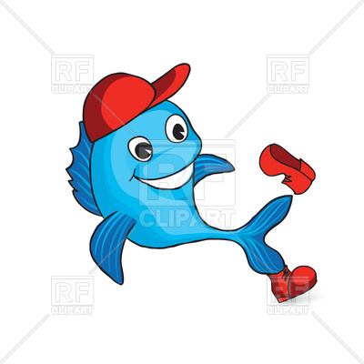 400x400 Funny Cartoon Dolphin In Cap And Shoe Royalty Free Vector Clip Art