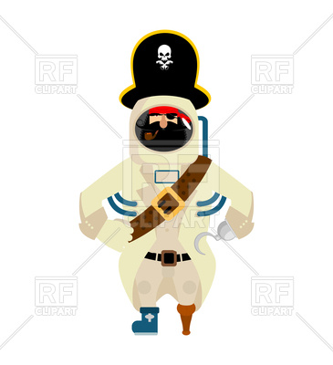 365x400 Space Pirate. Funny Cartoon Character. Royalty Free Vector Clip