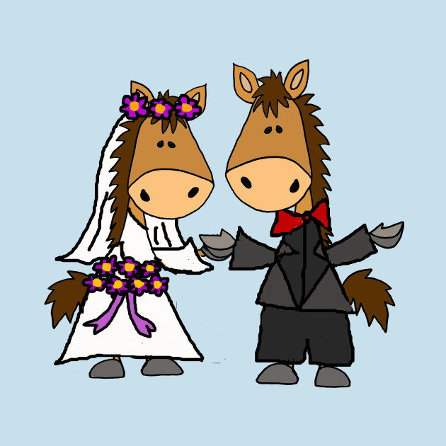 630x630 Funny Horse Bride And Groom Wedding Cartoon