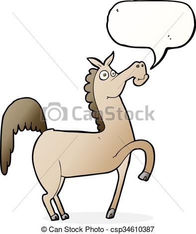 394x470 Funny Cartoon Horse With Speech Bubble.