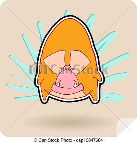 450x470 Angry Monkey. Angry, Colorful, Funny Monkey Anime. Vector Clip