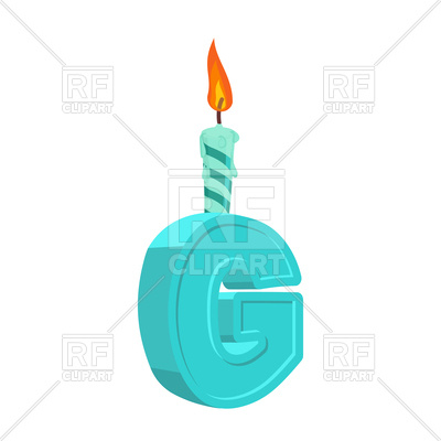 400x400 Letter G With Candle For Birthday Cake Royalty Free Vector Clip