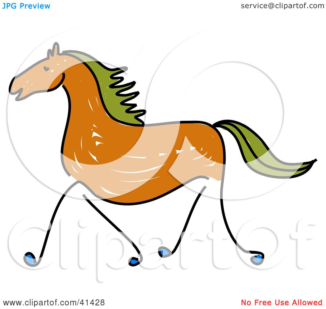 1080x1024 Clipart Illustration Of A Sketched Brown Galloping Horse