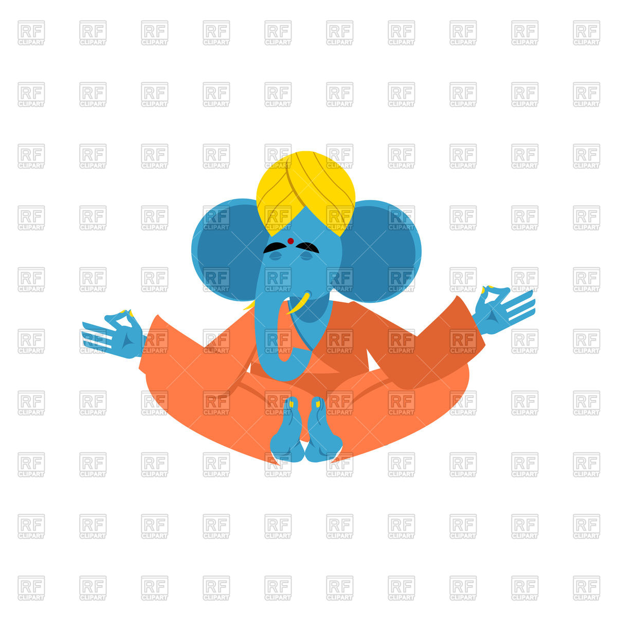 1200x1200 Sacred Elephant In India. Ganesha Yoga. Royalty Free Vector Clip