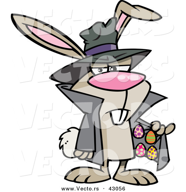 600x620 Vector Of A Cartoon Gangster Easter Bunny Selling Valuable Stolen