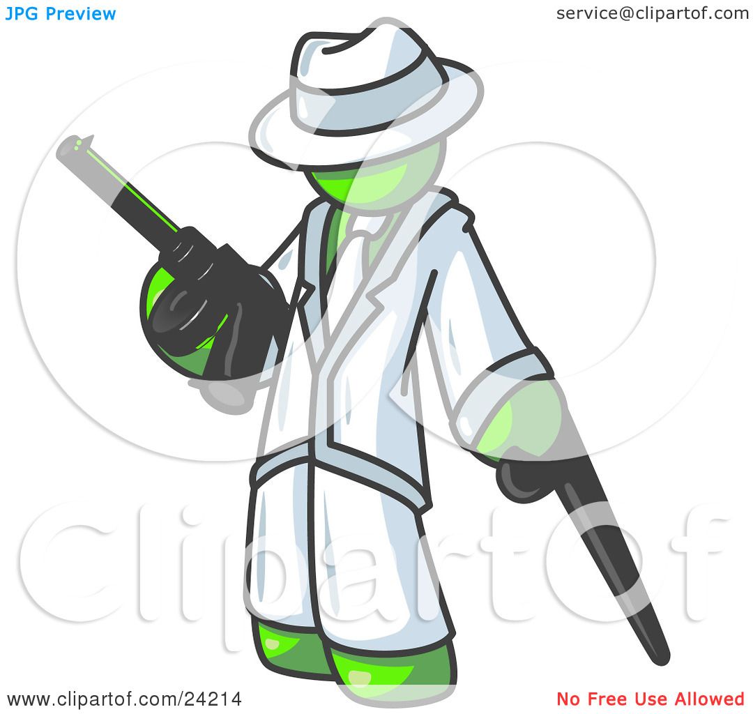 1080x1024 Clipart Illustration Of A Lime Green Gangster Man Carrying A Gun