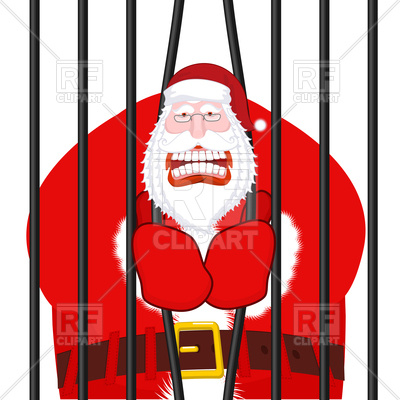 400x400 Santa Claus Gangster. Christmas In Prison. Royalty Free Vector
