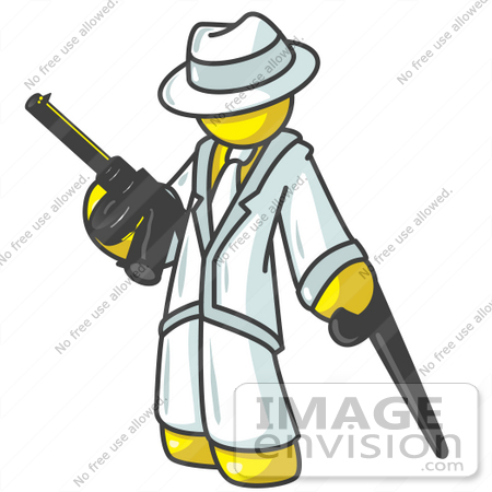 450x450 Clip Art Graphic Of A Yellow Guy Character Gangster With A Gun