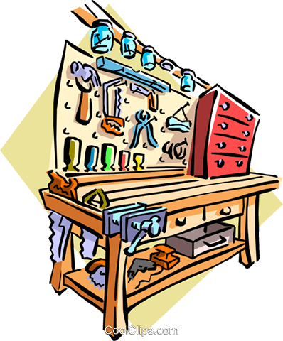 398x480 Garage Workbench Royalty Free Vector Clip Art Illustration