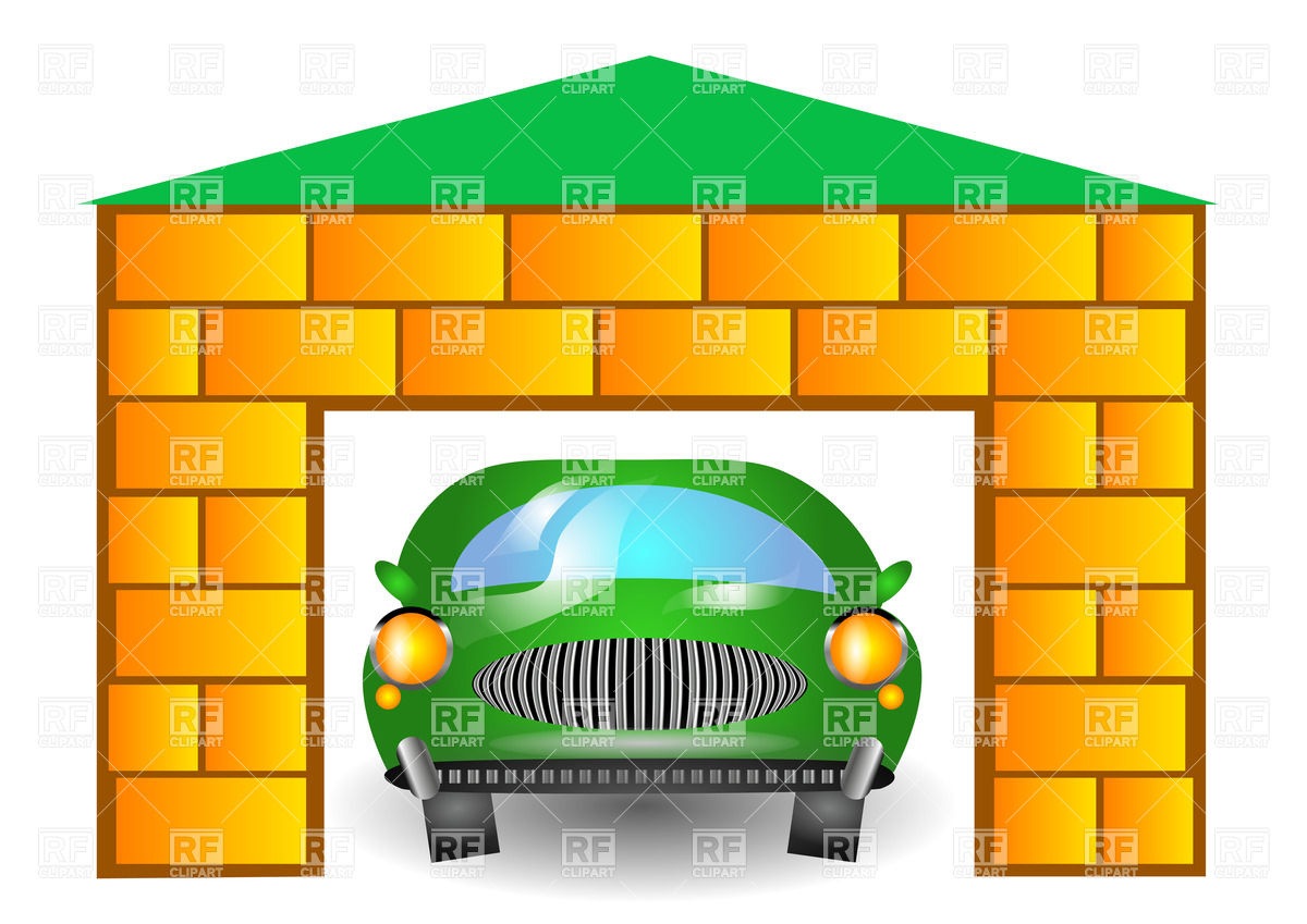 1200x849 Green Cartoon Retro Car In Garage Vector Image Vector Artwork