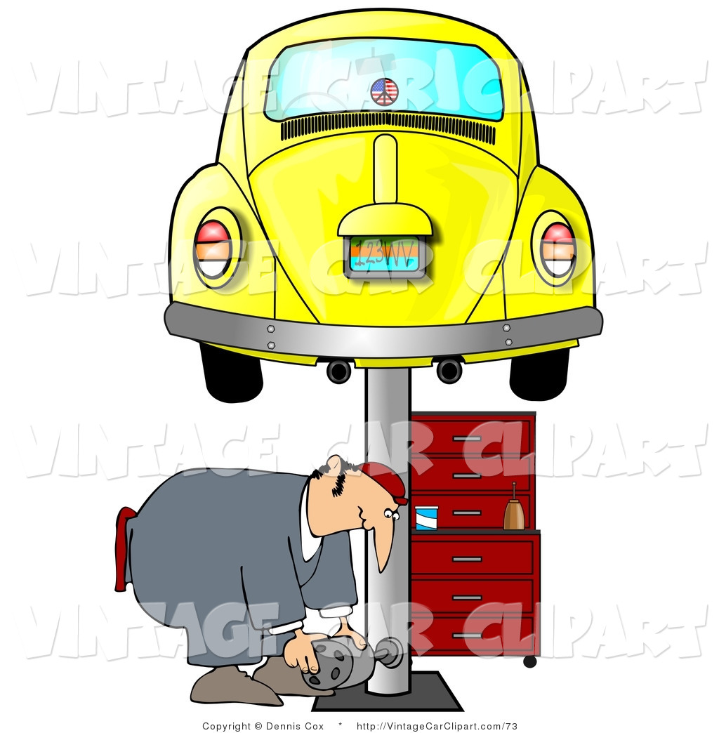 1024x1044 Clipart Of A Male Mechanic Bending Over To Pick Up A Part While