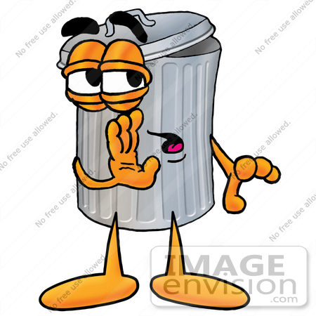 450x450 Clip Art Graphic Of A Metal Trash Can Cartoon Character Whispering