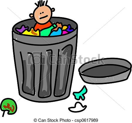 450x417 Trash Kid. Little Boy Hiding In A Trash Can Isolated On Stock