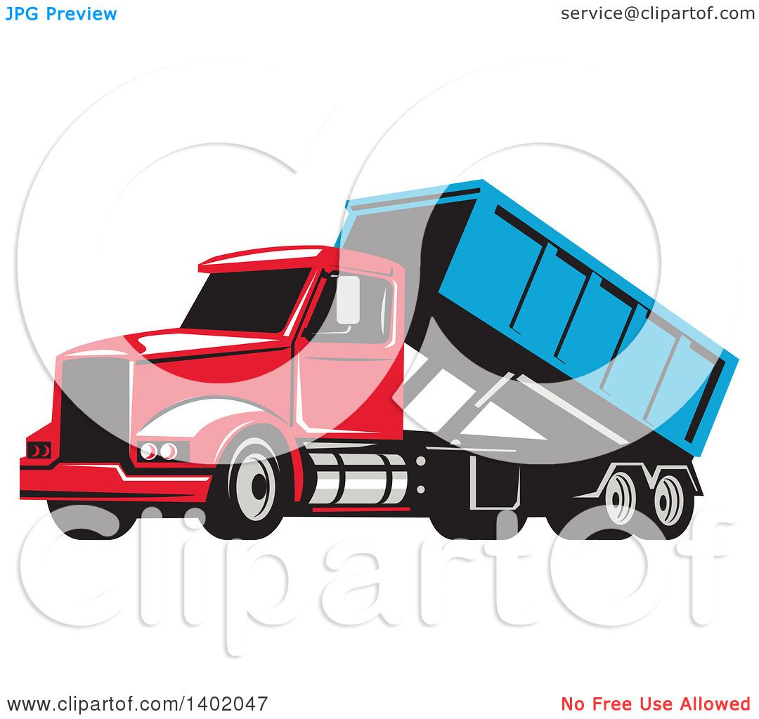 1080x1024 Clipart Of A Retro Roll Off Bin Dump Truck