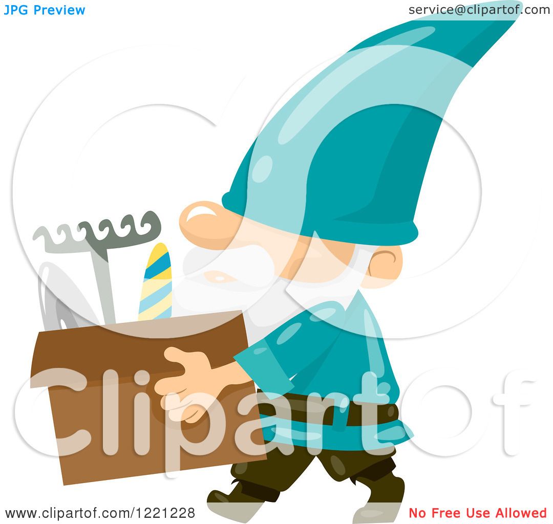 1080x1024 Clipart Of A Garden Gnome Carrying A Box Of Tools