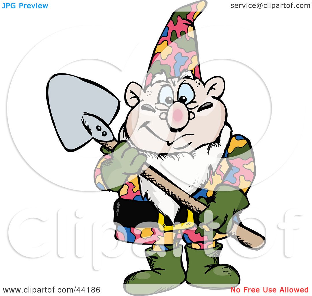 1080x1024 Clipart Illustration Of A Chubby Garden Gnome Holding A Shovel By