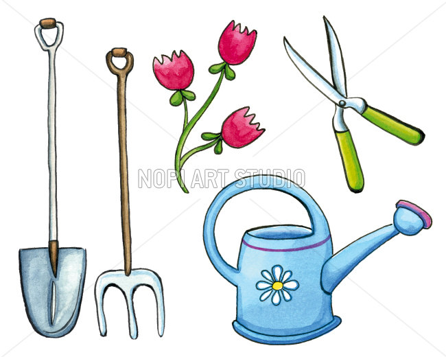 650x520 Spring Watercolor Garden Clip Art Set, Scrapbook Hand Painted