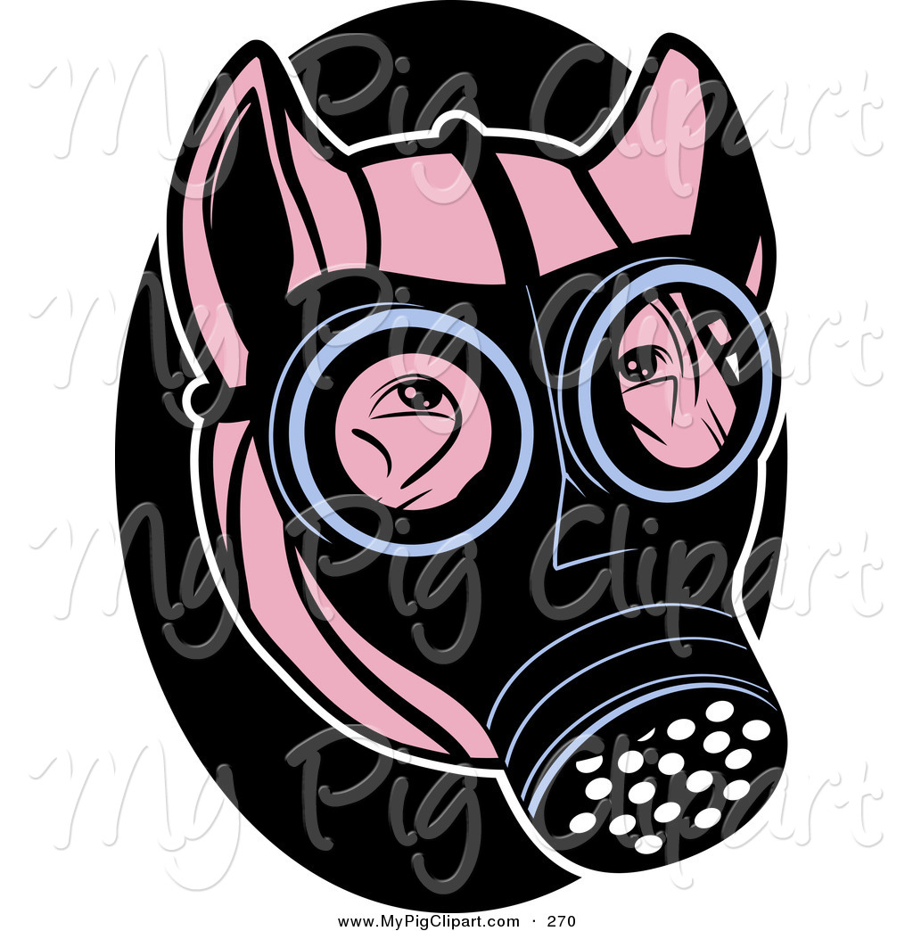 1024x1044 Swine Clipart Of A Pink Pig Wearing A Black Gas Mask On His Face