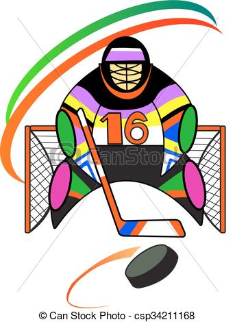 343x470 Illustration Of Hockey Goalkeeper In The Gate Clip Art Vector