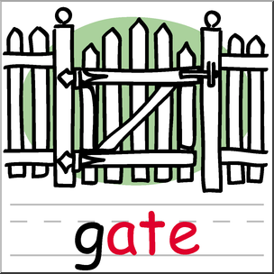 304x304 Clip Art Basic Words Ate Phonics Gate Color I