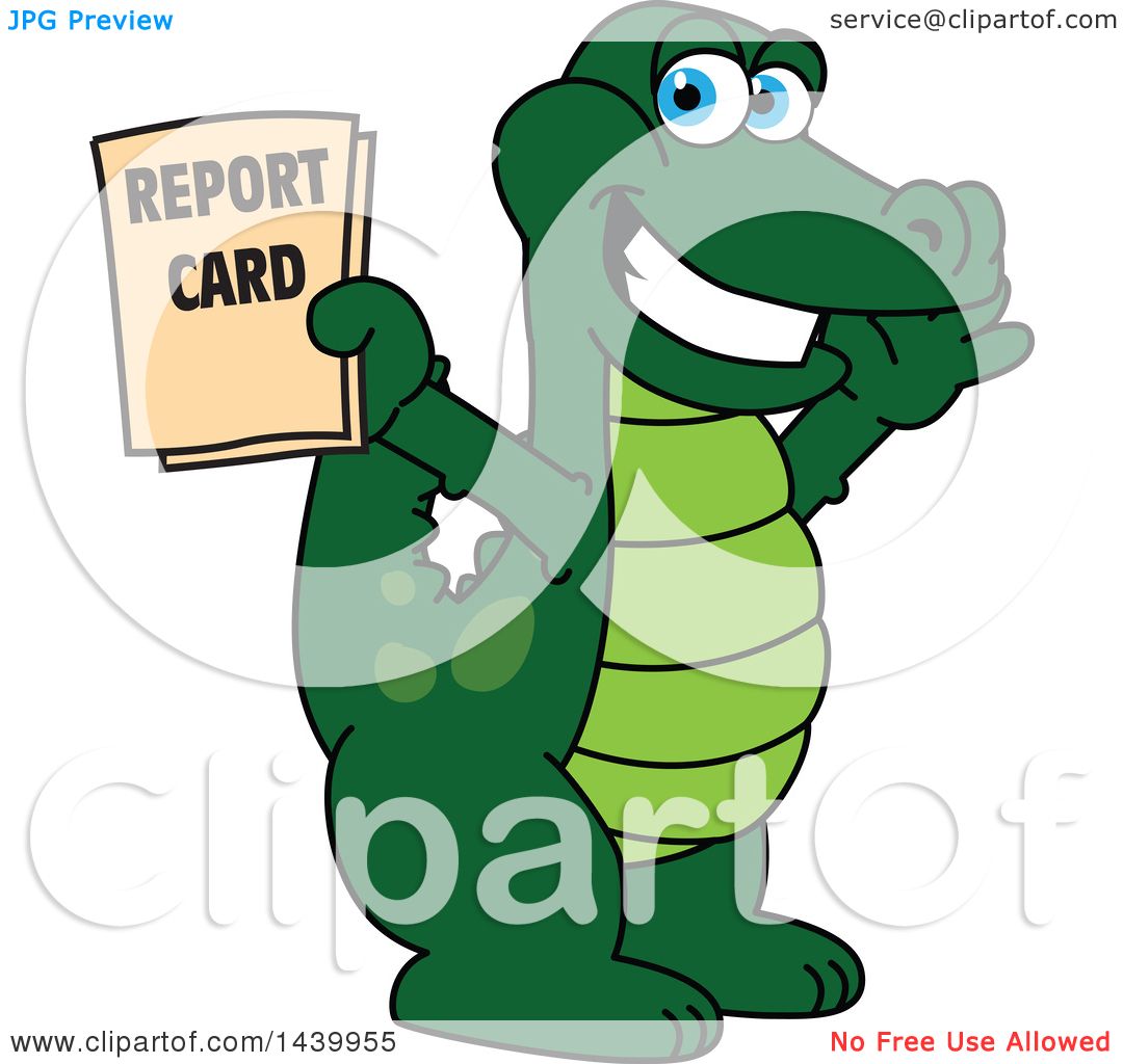 1080x1024 Clipart Of A Gator School Mascot Character Holding A Report Card