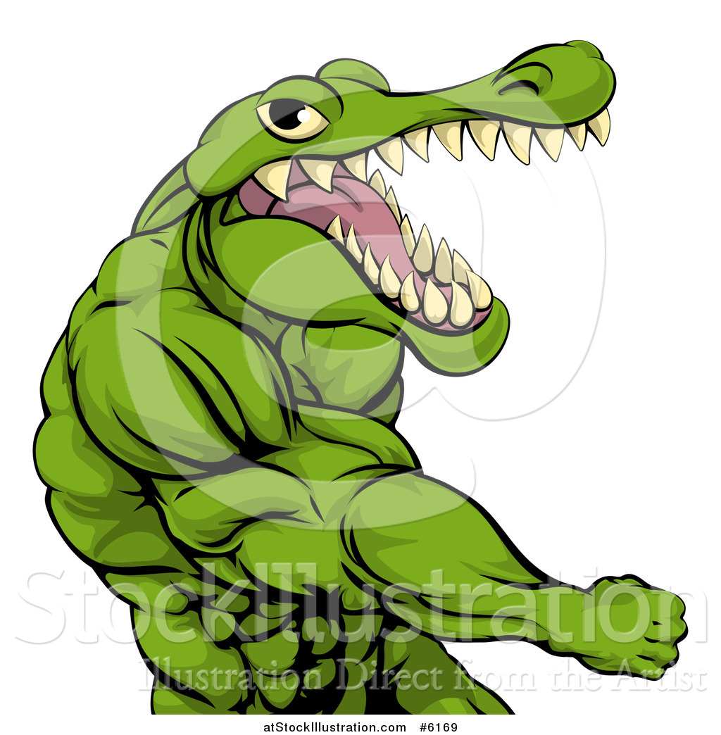 1024x1044 Vector Illustration Of A Mad Muscular Crocodile Or Alligator Man