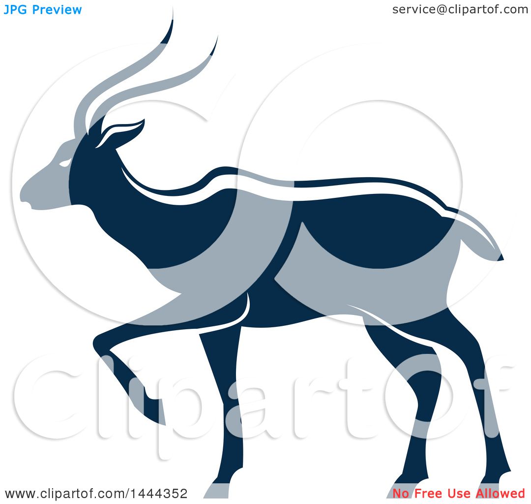 1080x1024 Clipart Of A Navy Blue Gazelle Antelope With A White Outline