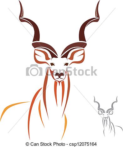 393x470 Greater Kudu Has The Longest Horns In The World Clip Art Vector