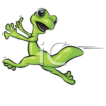350x350 Cartoon Gecko Running Scared