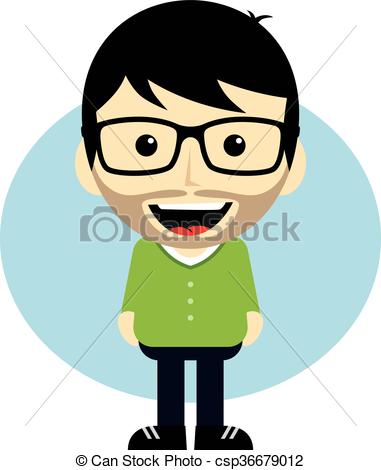 381x470 Geek Cartoon Nerd Character Theme Vector Art Illustration Vector