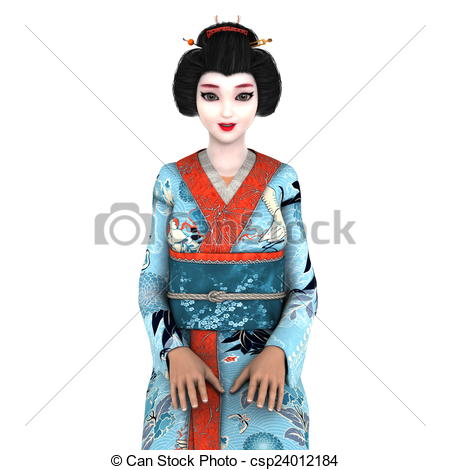 450x470 Image Of Geisha Girl. The Woman Is Cg. Stock Illustration