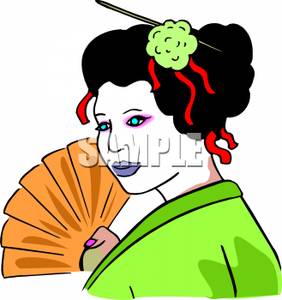 282x300 Clip Art Image A Geisha Girl Holding A Fan