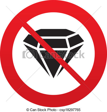 450x470 No Diamond Sign Icon. Jewelry Symbol. Gem Stone. Red Clip Art