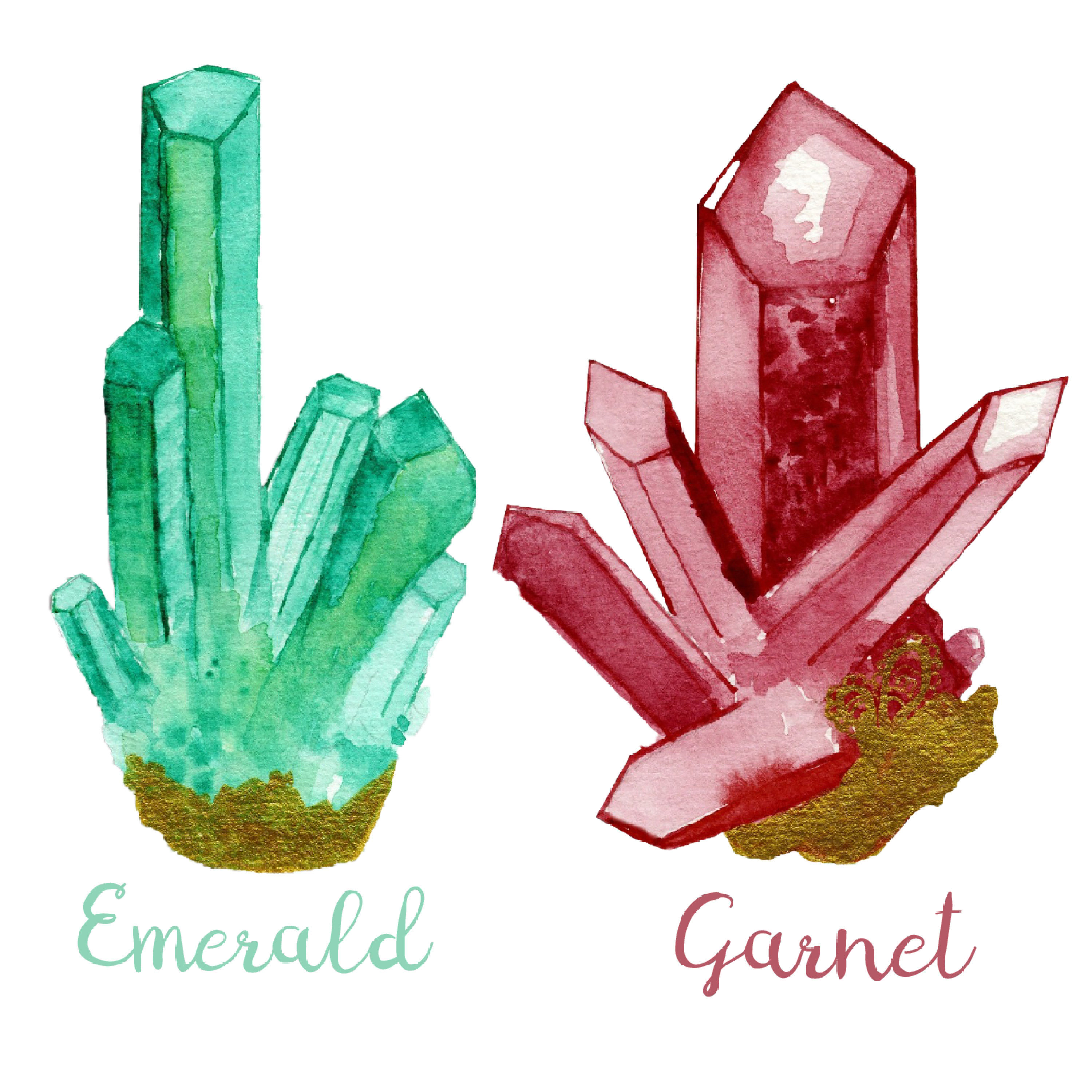 3000x3000 Watercolor Gemstone Clip Art