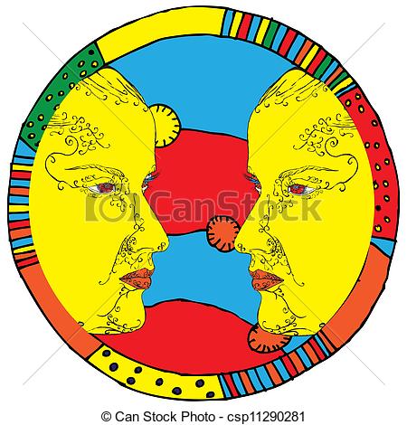 450x470 Gemini Horoscope Sign Vectorized Hand Draw Vector